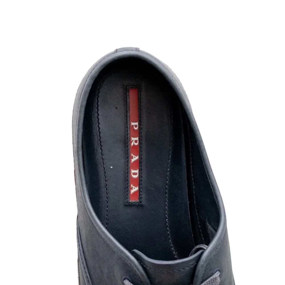 $790 PRADA Aged Leather ESPADRILLE HYBRID Navy SNEAKERS‎ EU 41 UK 8.5 US 9.5